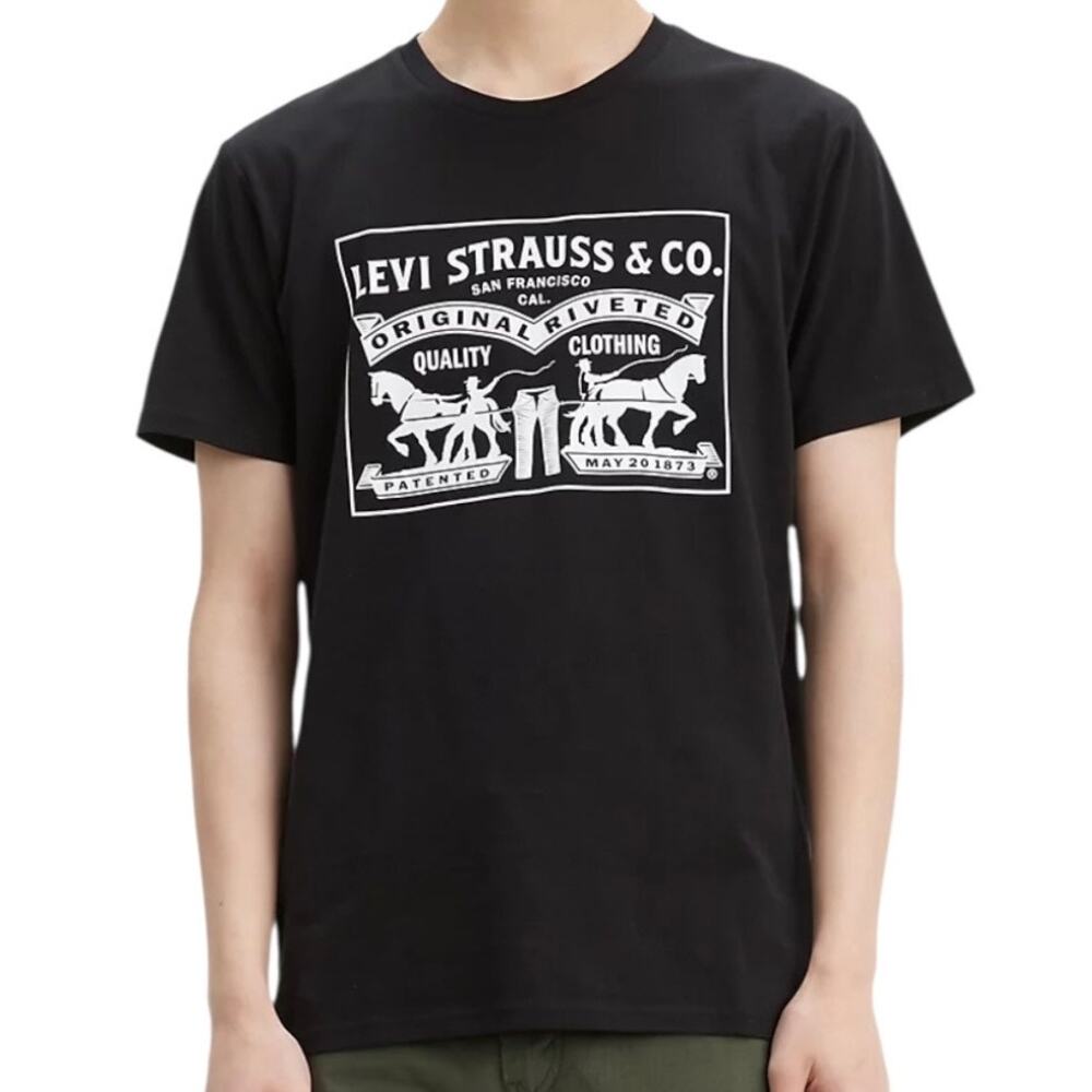 Levi’s Men’s 2-Horse Graphic Regular Fit Crewneck T-shirt Black Size S